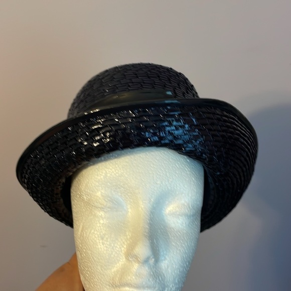 Christine Original Vintage Union Made Plastic Woven Straw Look Fedora Type Hat main image 14